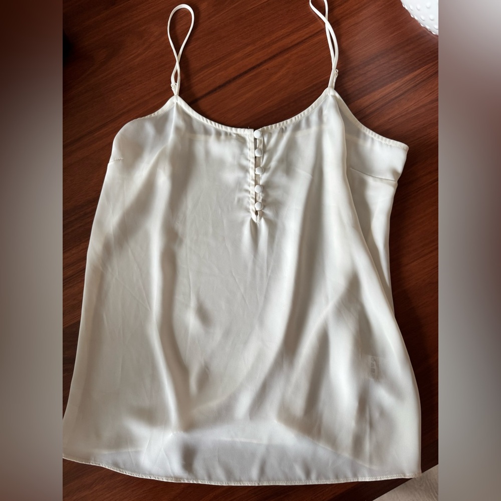 L'Academie Button Cami Cream V Neck